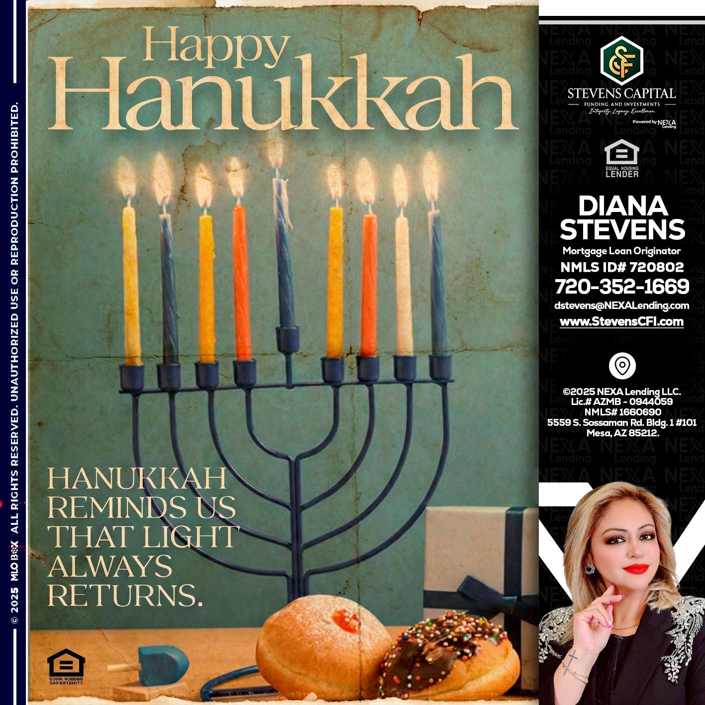 HAPPY HANUKKAH - Diana Stevens -Mortgage Loan Originator