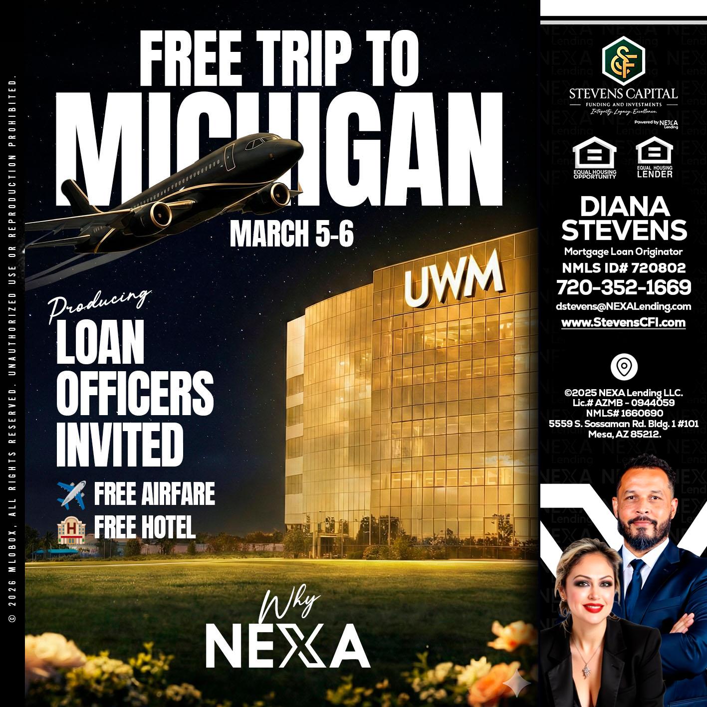 free Michigan trip - Diana Stevens -Mortgage Loan Originator