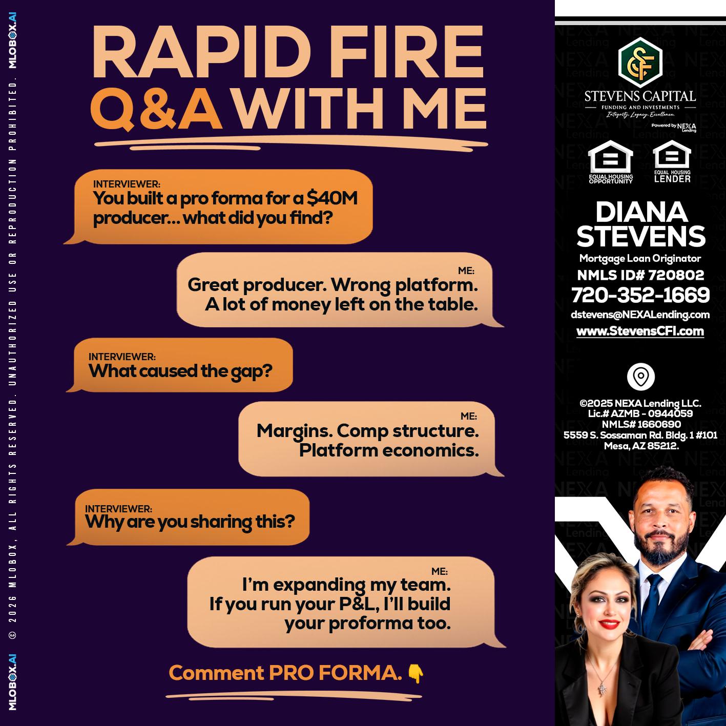 RAPID FIRE - Diana Stevens -Mortgage Loan Originator