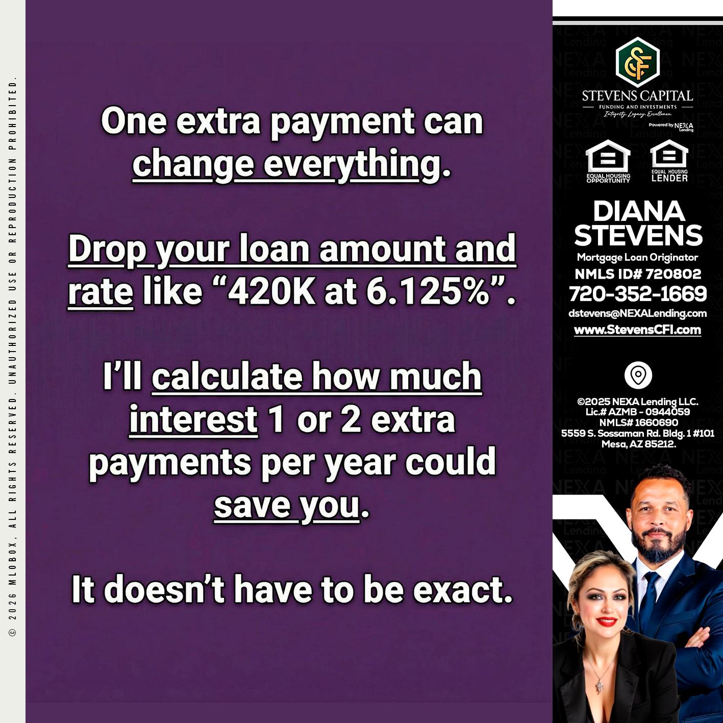 ONE EXTRA - Diana Stevens -Mortgage Loan Originator