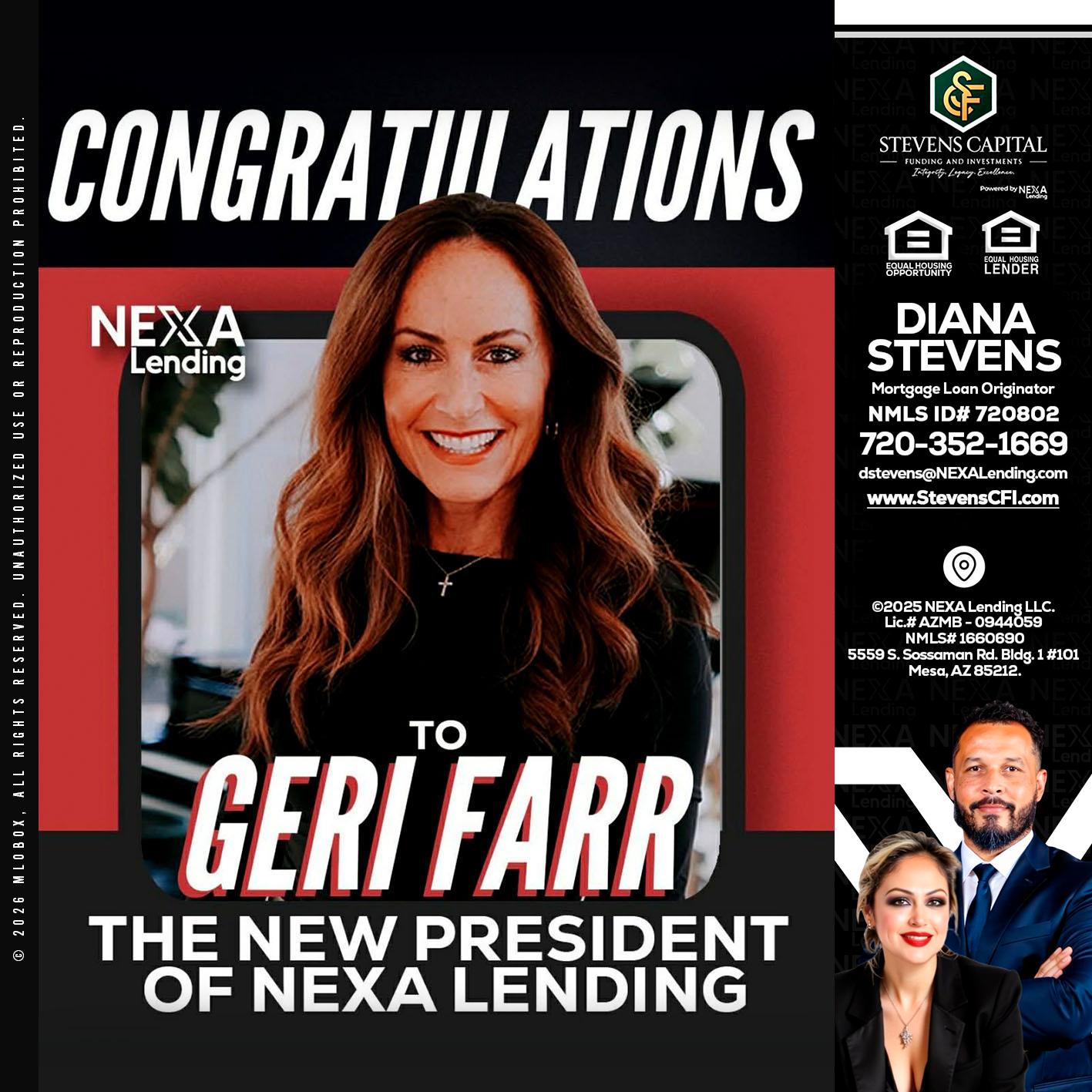 CONGRATULATIONS - Diana Stevens -Mortgage Loan Originator