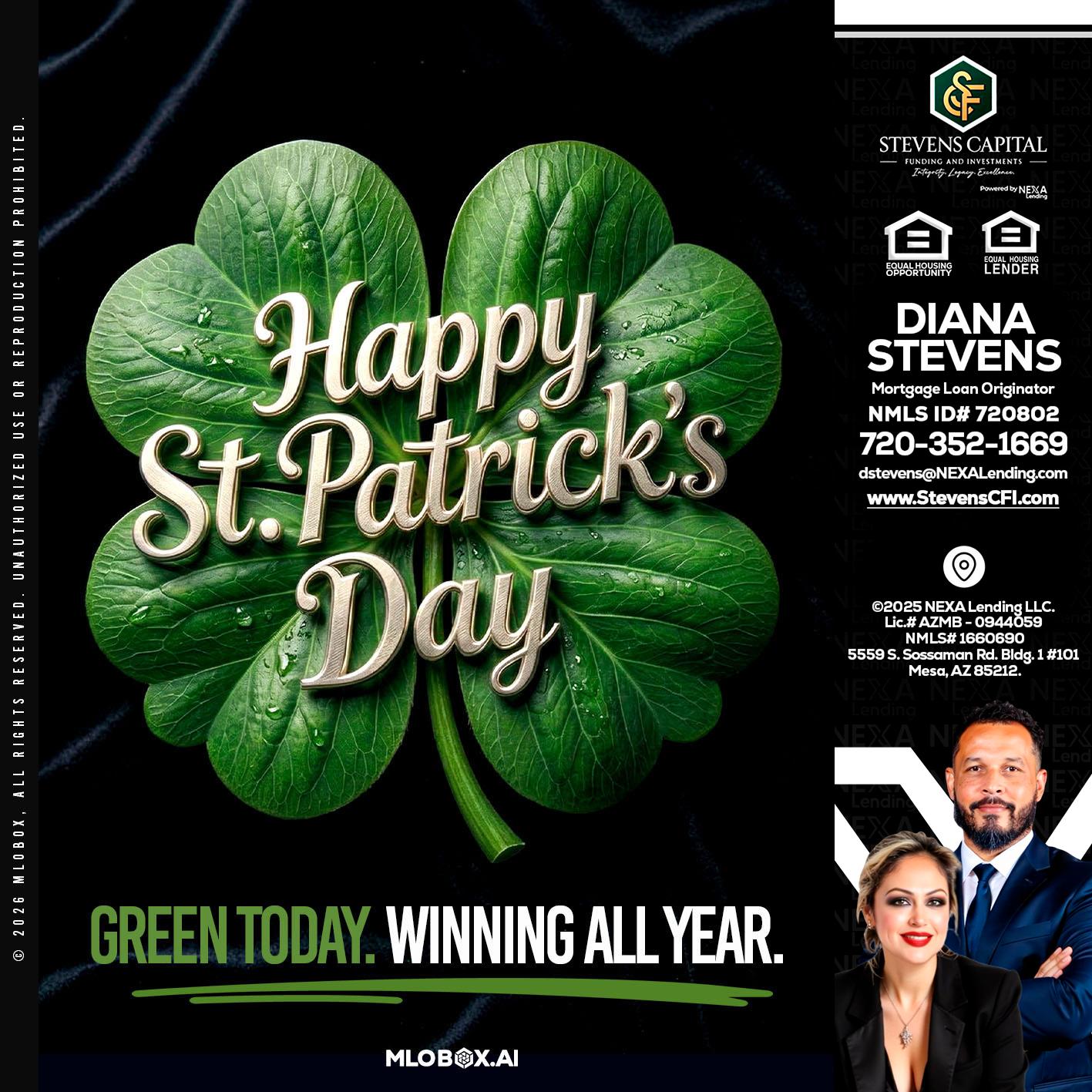 happy st. Patricks day - Diana Stevens -Mortgage Loan Originator
