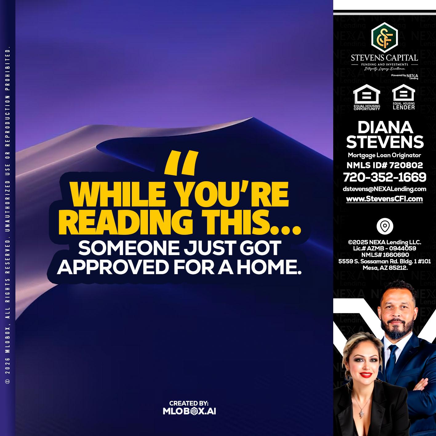 WHILE YOU - Diana Stevens -Mortgage Loan Originator