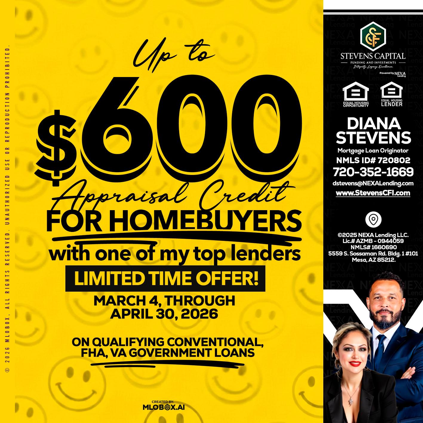 UP TO 600 - Diana Stevens -Mortgage Loan Originator
