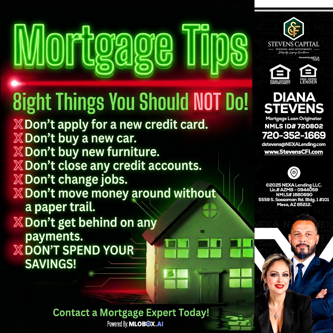 Mortgage Tips at your Door - Diana Stevens -Mortgage Loan Originator