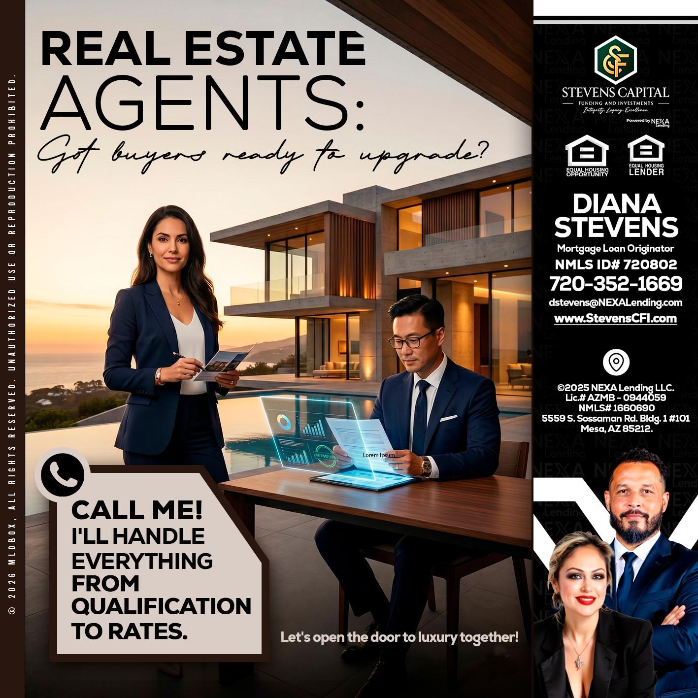 REAL ESTATE AGENTS - Diana Stevens -Mortgage Loan Originator