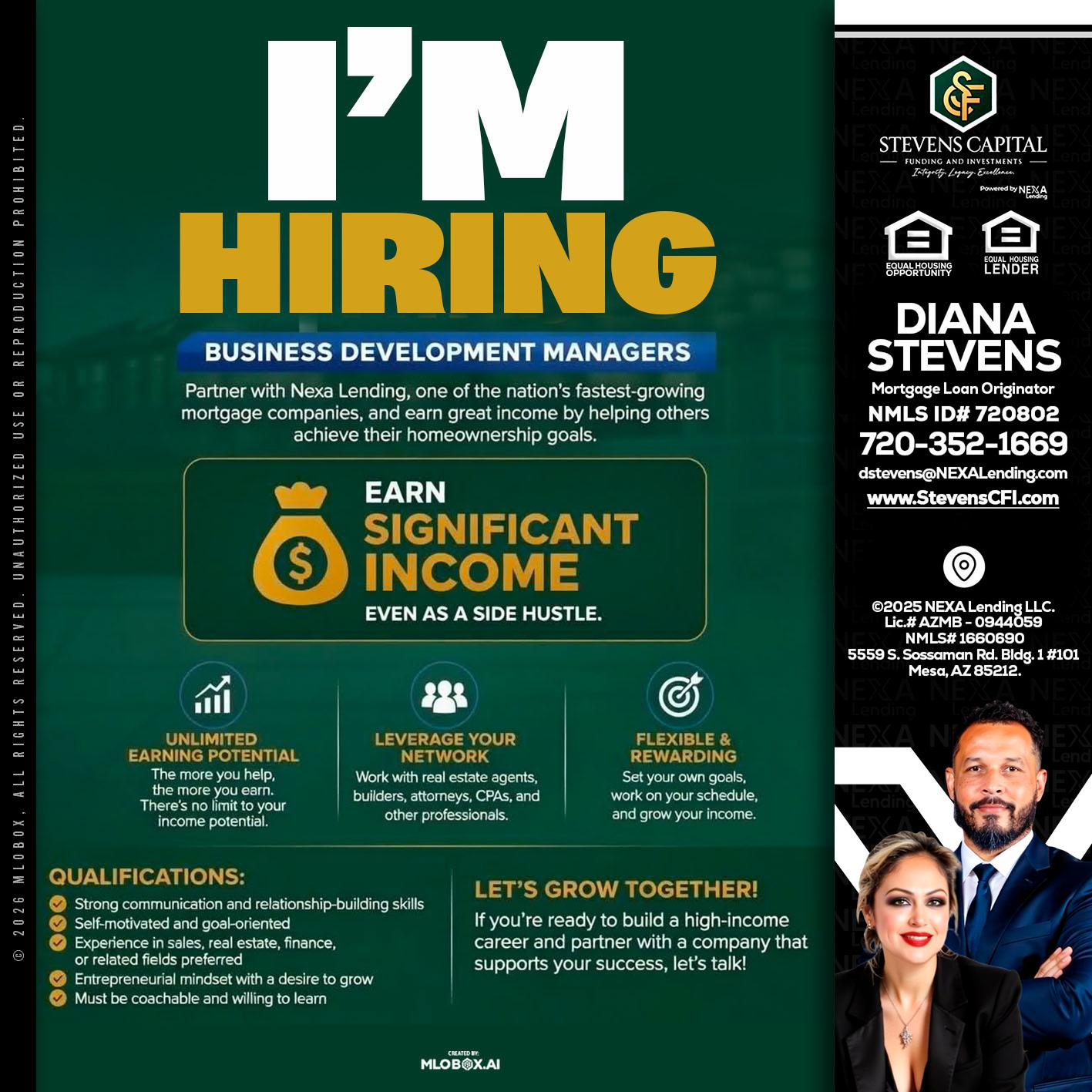 IM HIRING - Diana Stevens -Mortgage Loan Originator