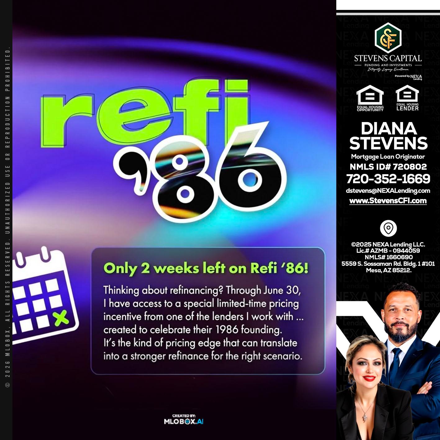 REFI 86 - Diana Stevens -Mortgage Loan Originator