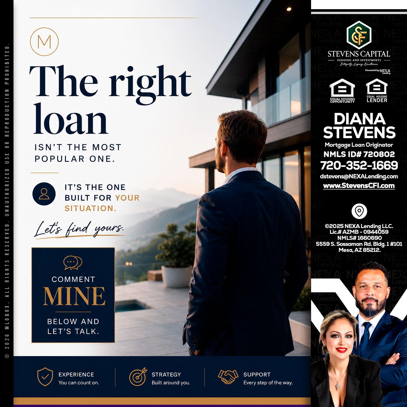 THE RIGHT LOAN - Diana Stevens -Mortgage Loan Originator