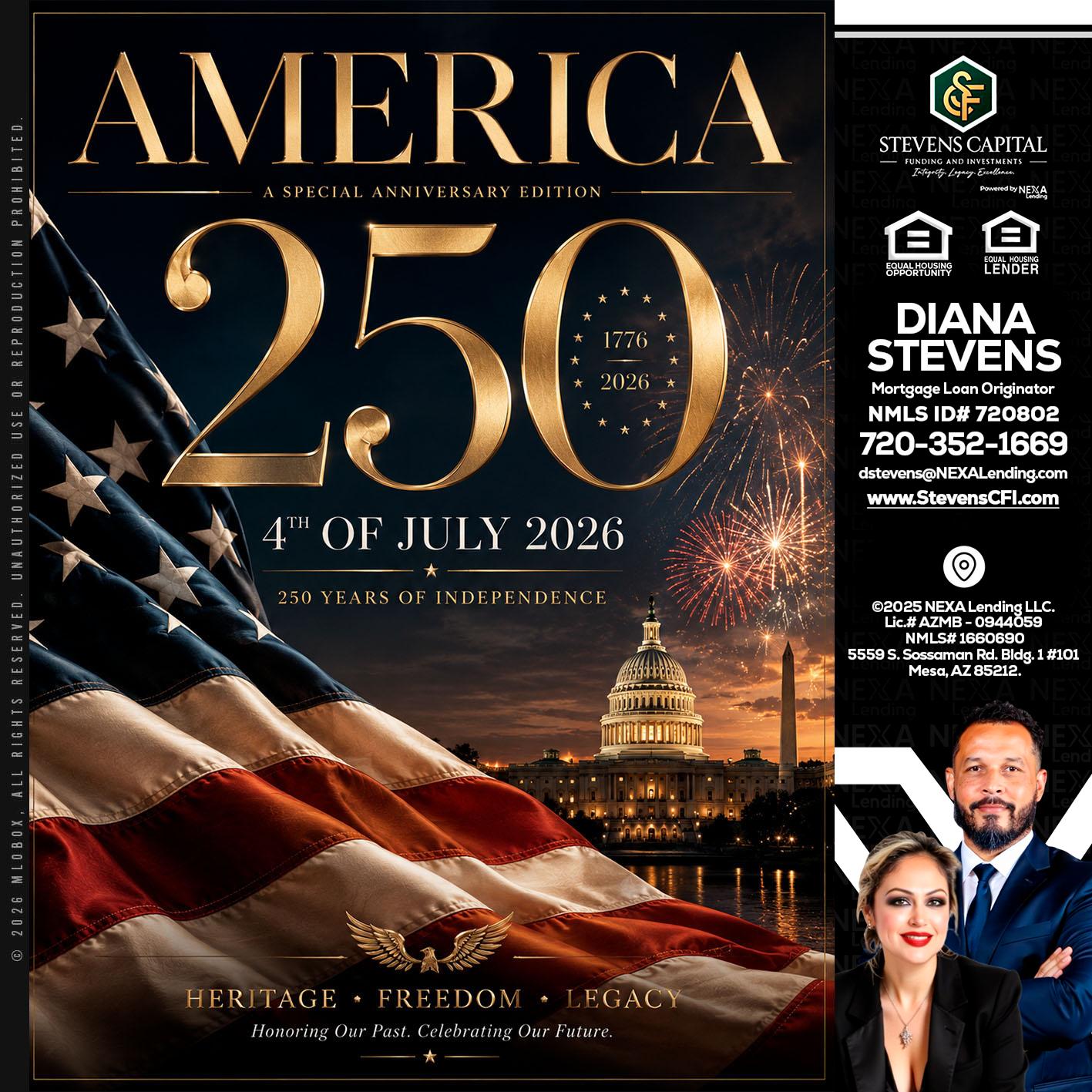 AMERICA 250 TH - Diana Stevens -Mortgage Loan Originator