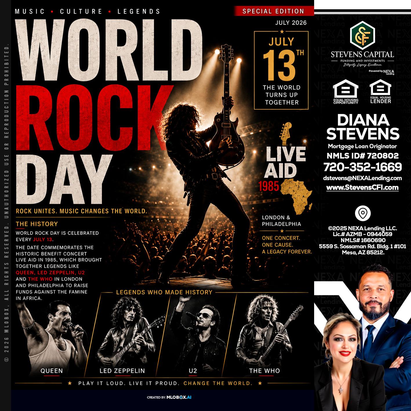 WORLD ROCK MUSIC DAY - Diana Stevens -Mortgage Loan Originator