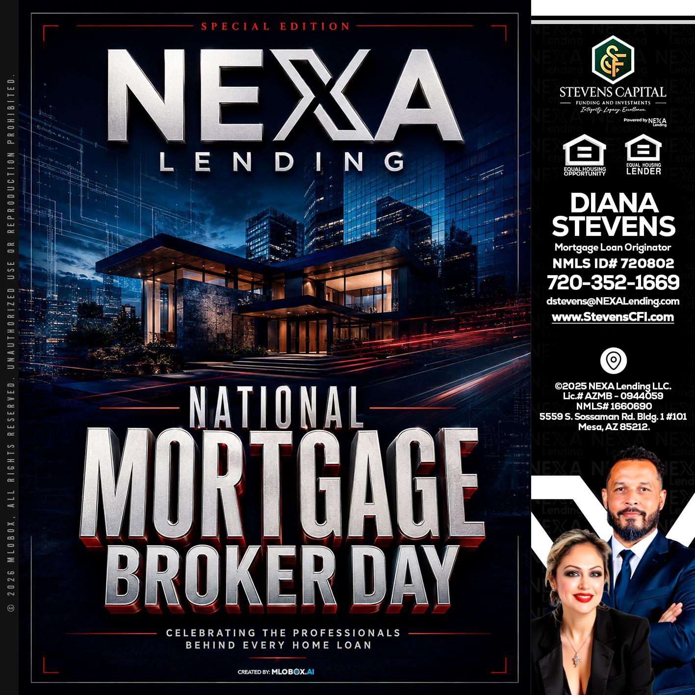 NATIONAL MORTGAGE BROKER DAY - Diana Stevens -Mortgage Loan Originator