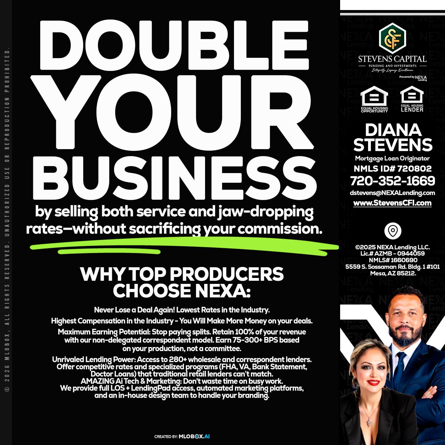 DOUBLE YOUR BUSINESS - Diana Stevens -Mortgage Loan Originator