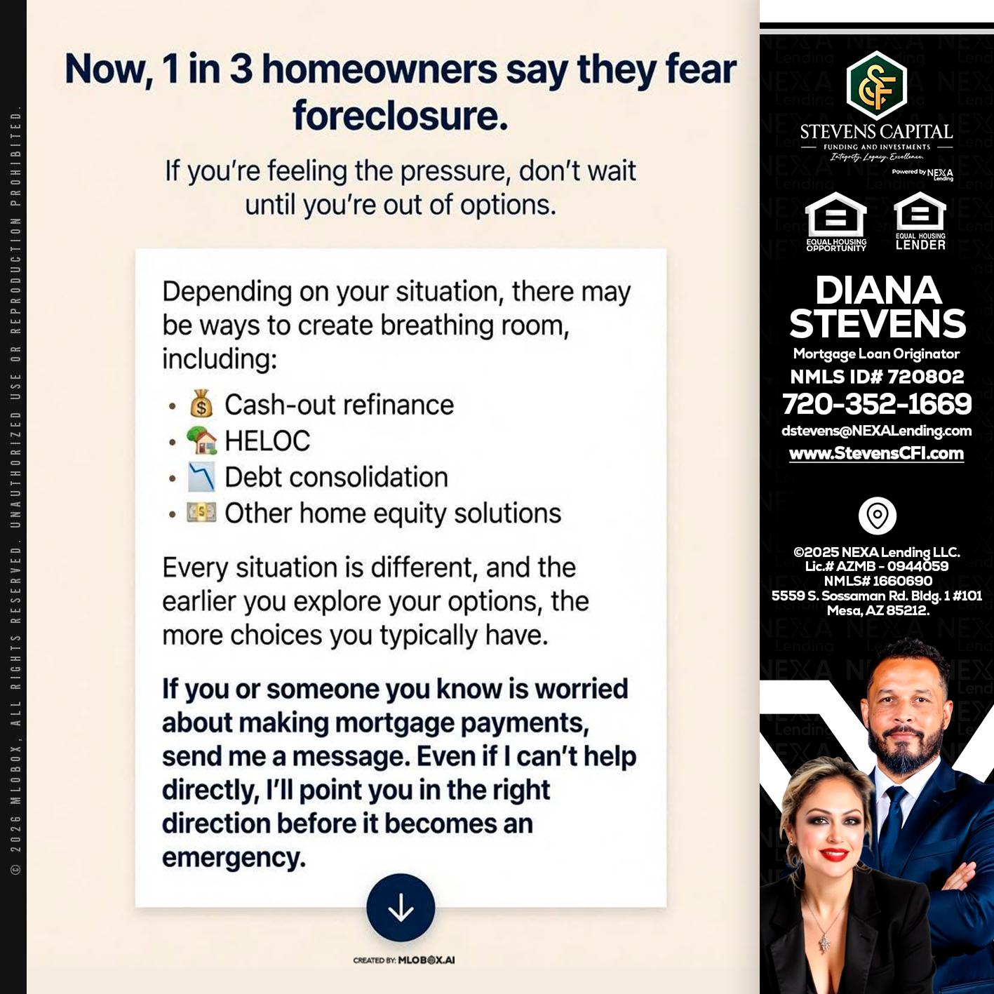 NOW, 1 IN 3 - Diana Stevens -Mortgage Loan Originator