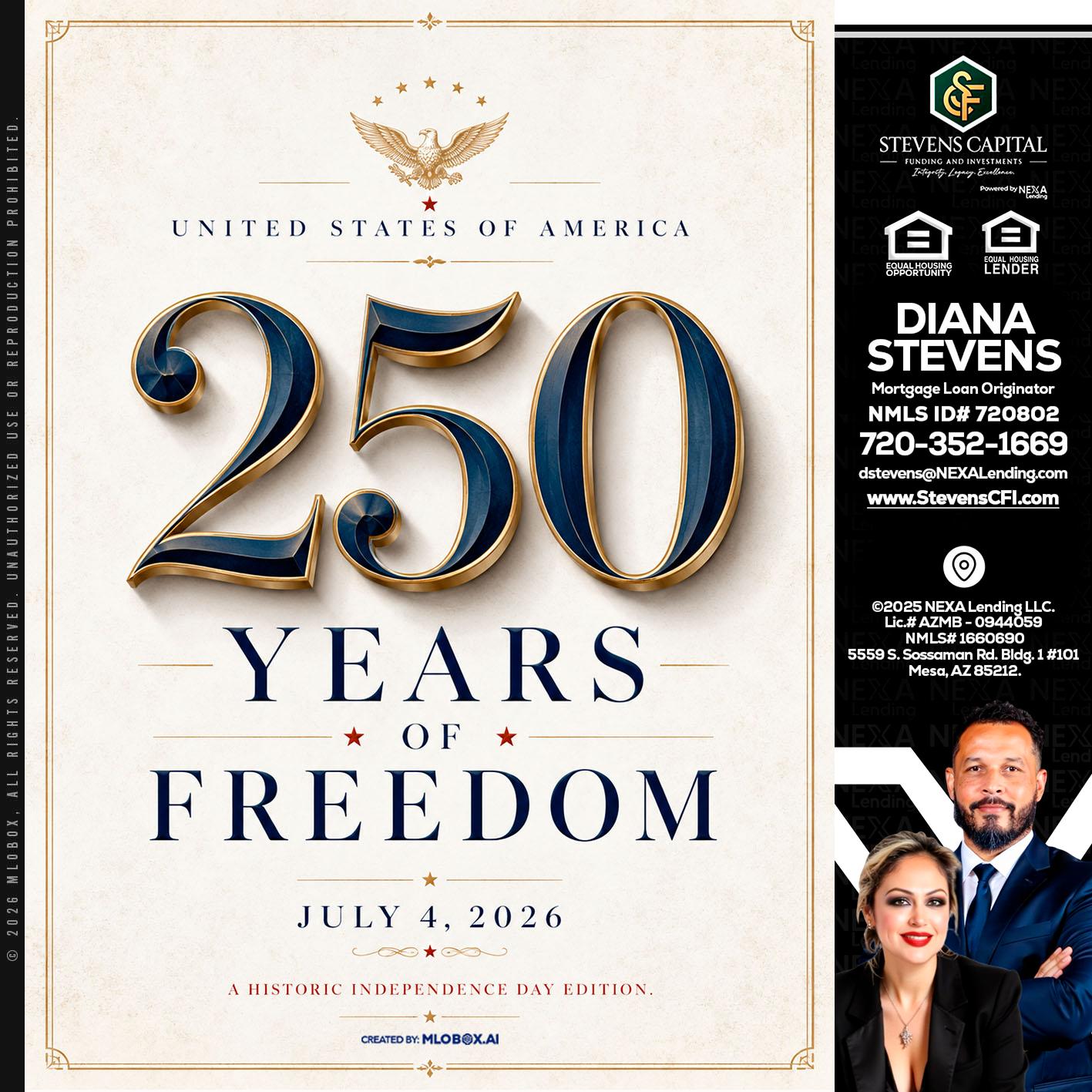 250 YEARS - Diana Stevens -Mortgage Loan Originator