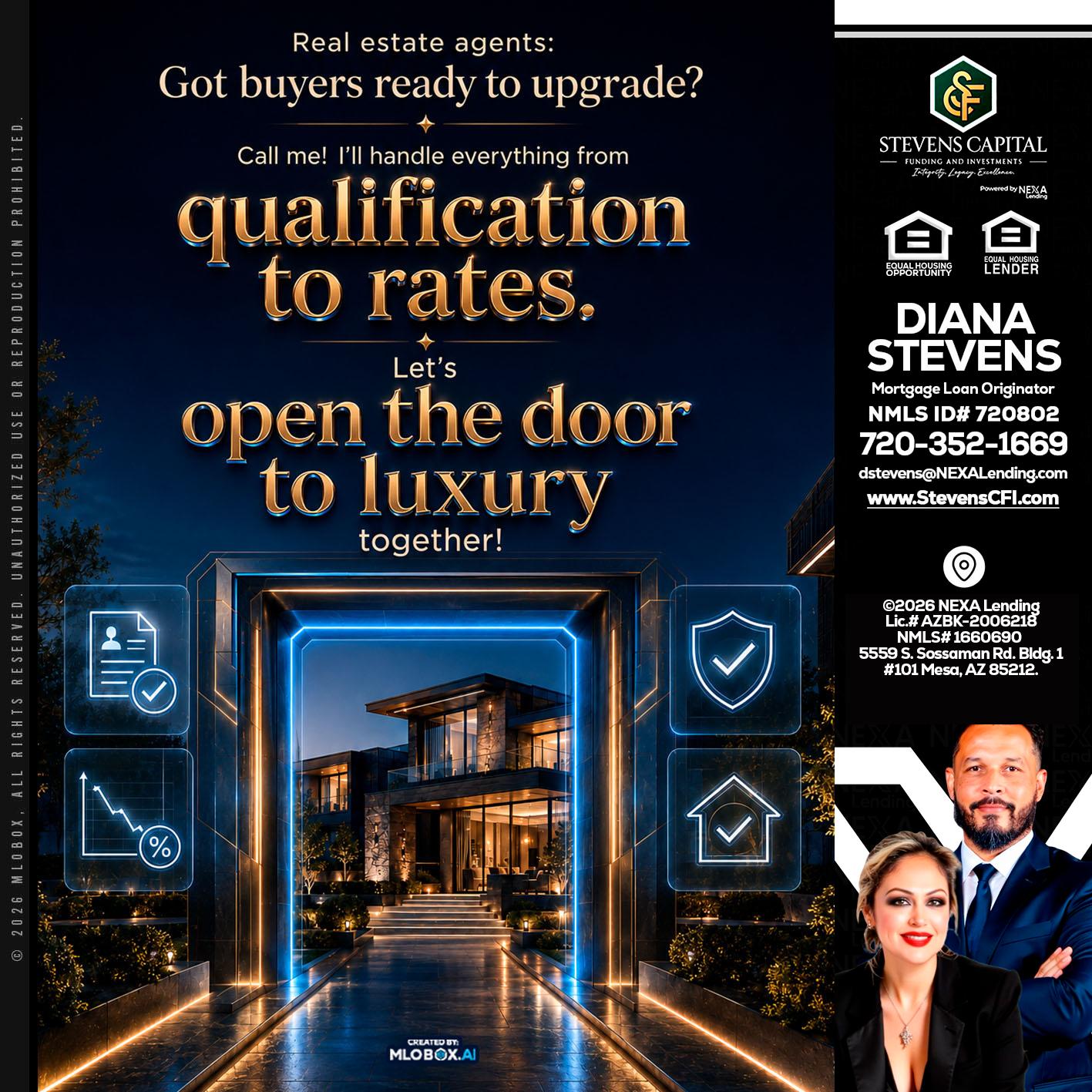 QUALIFICATION TO RATES - Diana Stevens -Mortgage Loan Originator