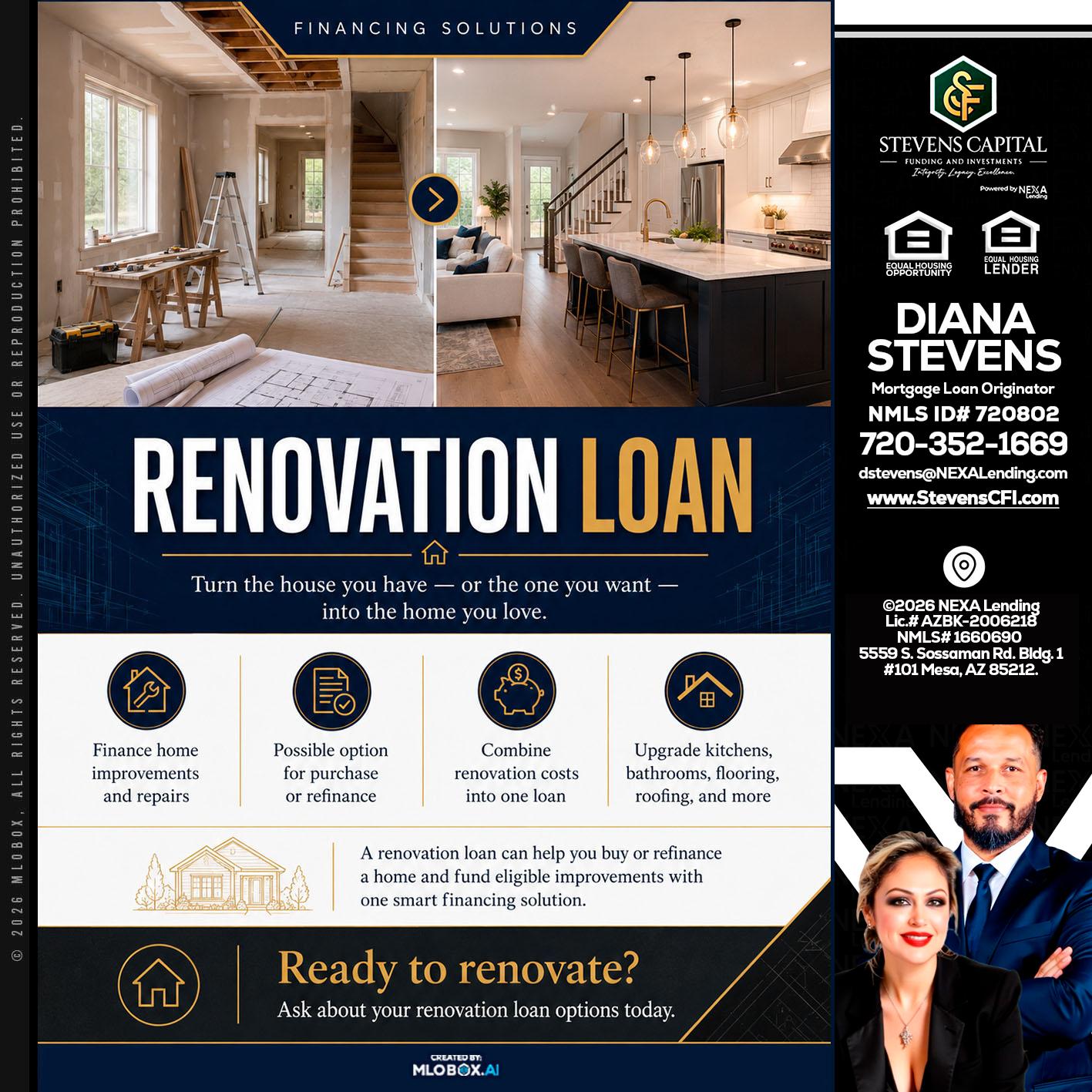RENOVATION LOAN - Diana Stevens -Mortgage Loan Originator