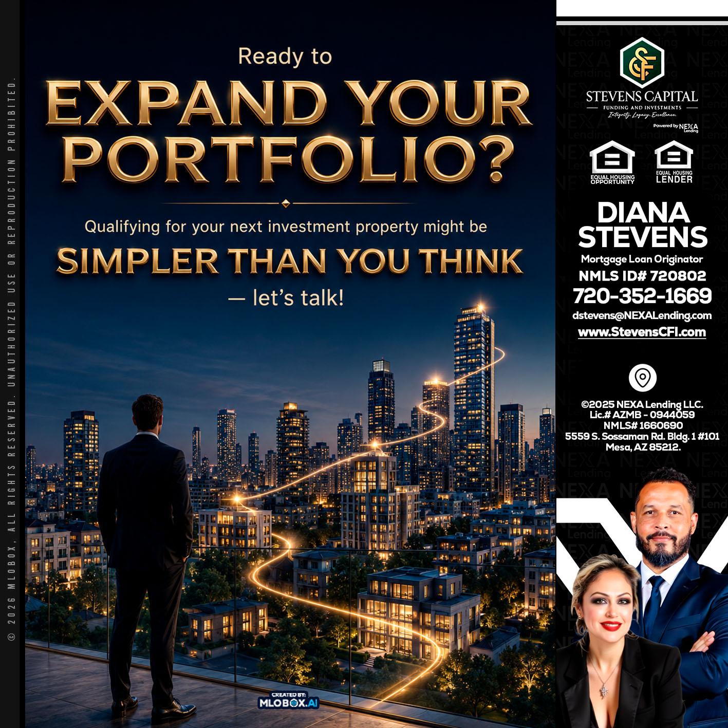 expand you portfolio - Diana Stevens -Mortgage Loan Originator