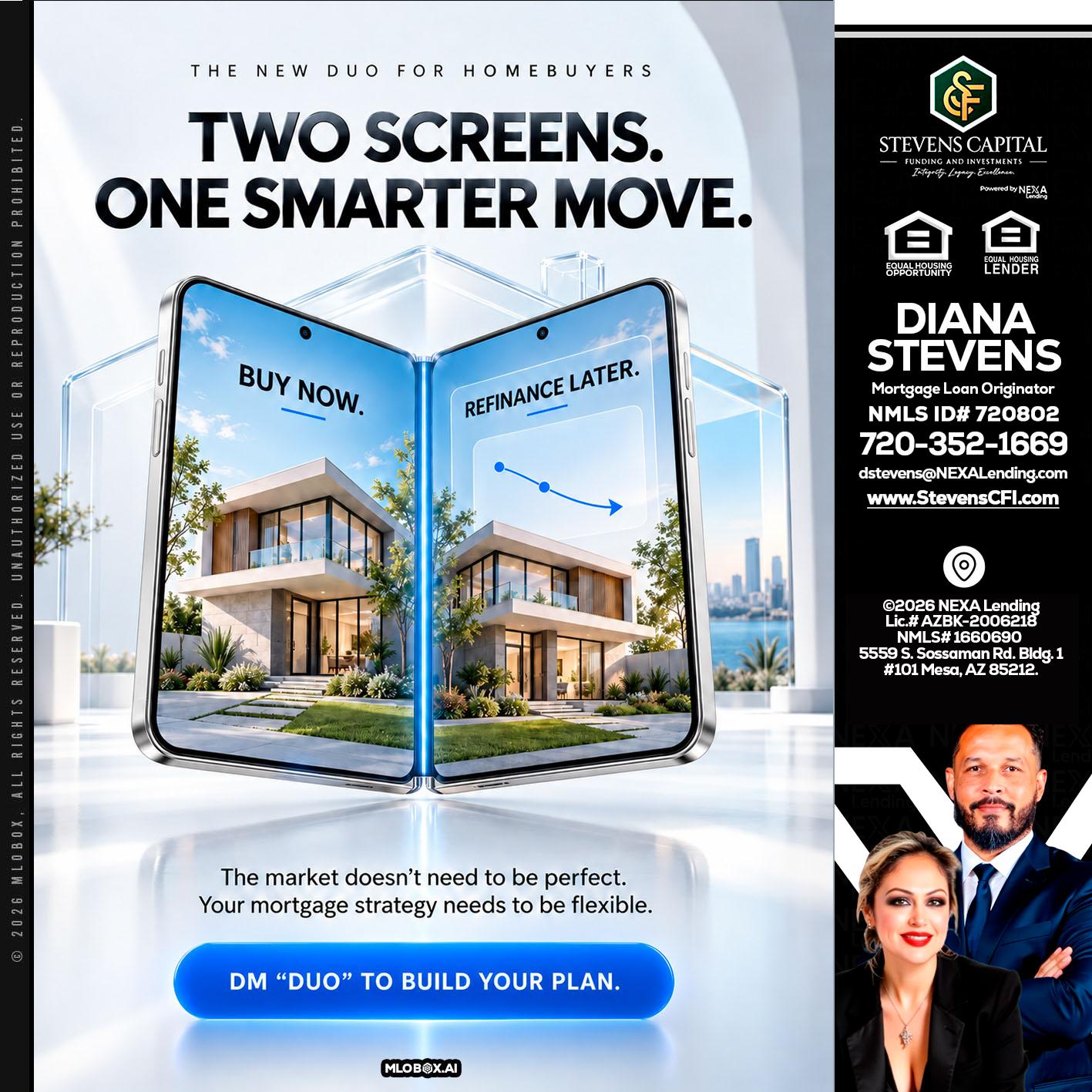 TWO SCREENS - Diana Stevens -Mortgage Loan Originator