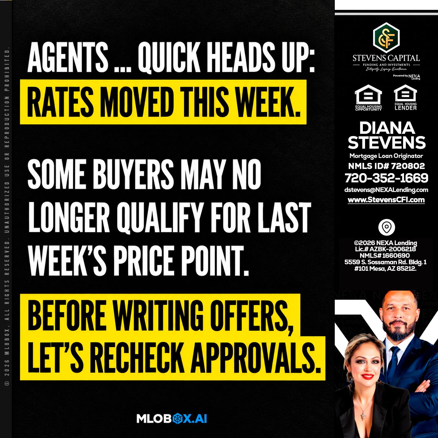 AGENTS QUICK - Diana Stevens -Mortgage Loan Originator