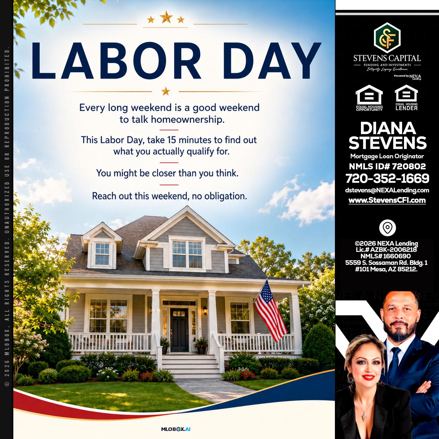 LABOR DAY - Diana Stevens -Mortgage Loan Originator