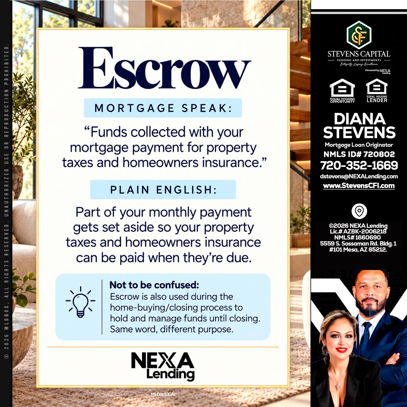 ESCROW - Diana Stevens -Mortgage Loan Originator