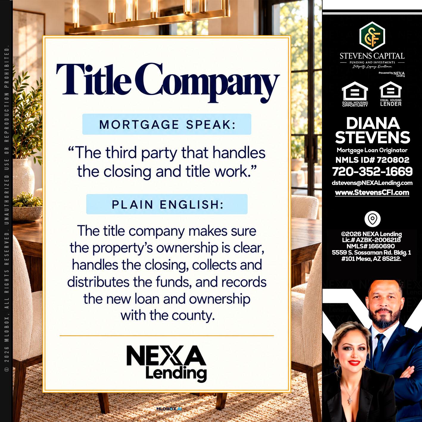 TITLE COMPANY - Diana Stevens -Mortgage Loan Originator